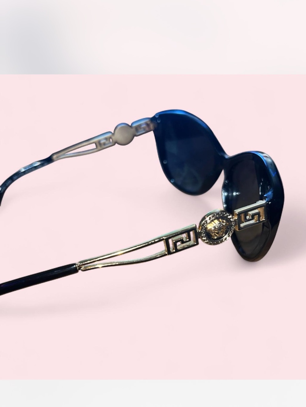 Versace Navy and Gold Women's Sunglasses with Medallion Accent - Picture 2 of 3